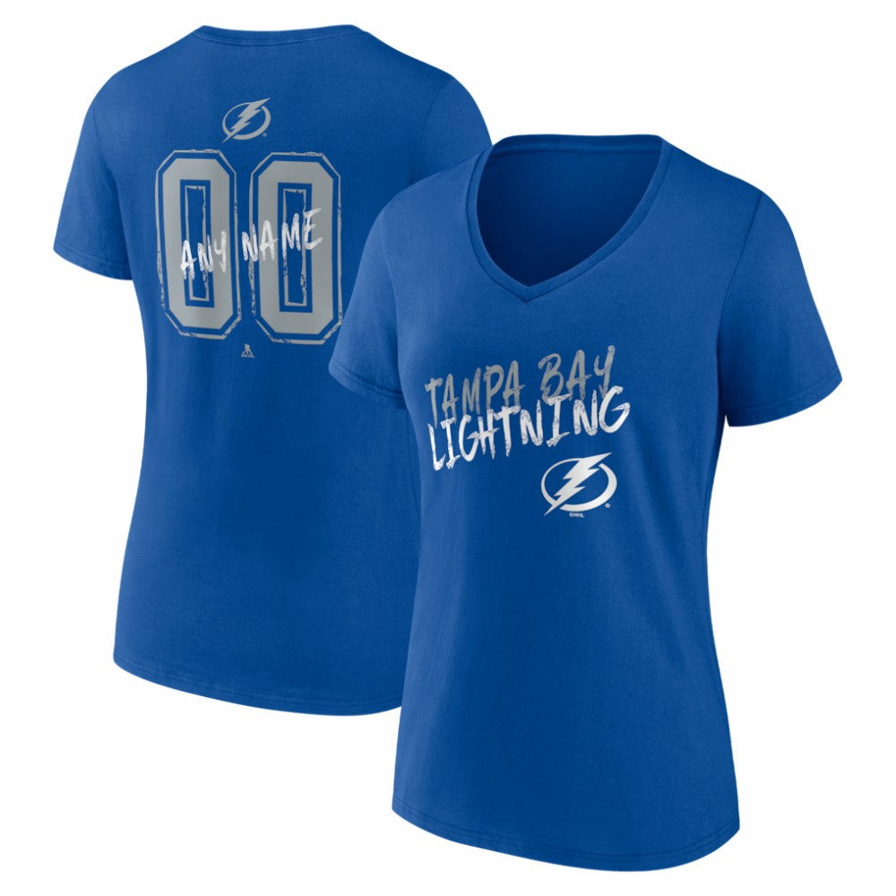 Tampa Bay Lightning Women's Hustle Personalized Name & Number V-Neck T-Shirt - Blue - NHL