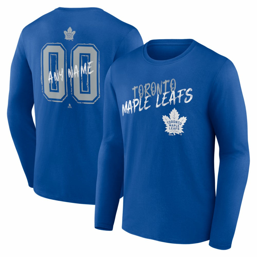 Toronto Maple Leafs Hustle Personalized Name & Number Long Sleeve T-Shirt - Blue - NHL