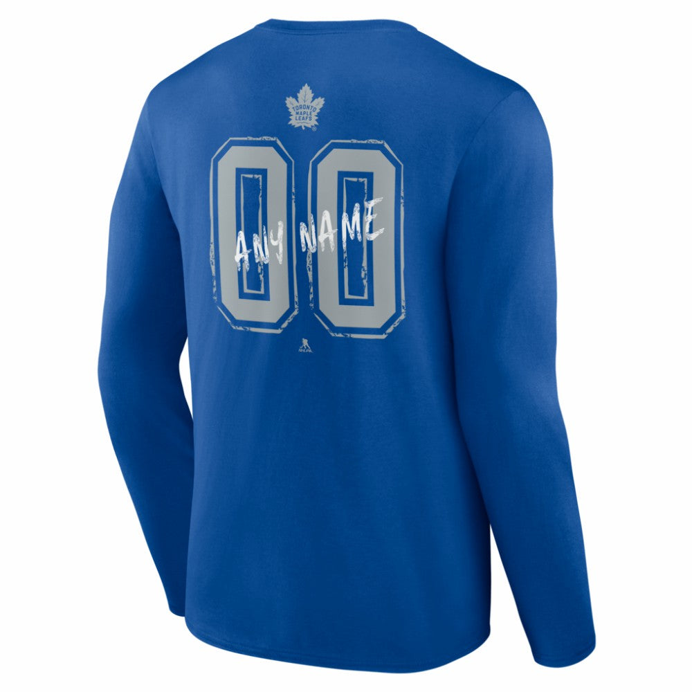 Toronto Maple Leafs Hustle Personalized Name & Number Long Sleeve T-Shirt - Blue - NHL