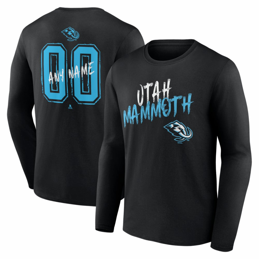 Utah Mammoth Hustle Personalized Name & Number Long Sleeve T-Shirt - Black - NHL