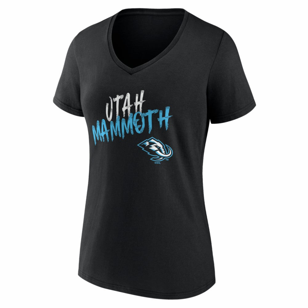 Utah Mammoth Women's Hustle Personalized Name & Number V-Neck T-Shirt - Black - NHL