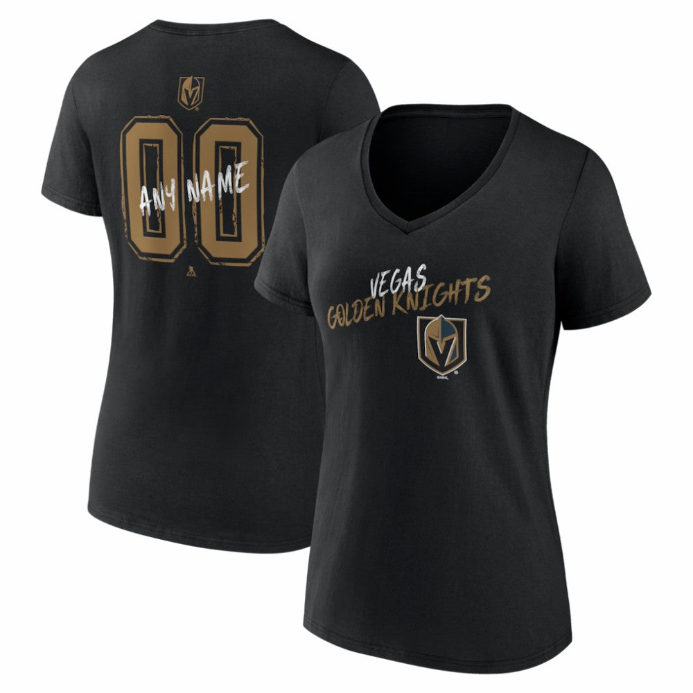 Vegas Golden Knights Women's Hustle Personalized Name & Number V-Neck T-Shirt - Black - NHL