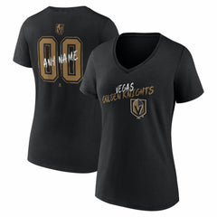 Vegas Golden Knights Women's Hustle Personalized Name & Number V-Neck T-Shirt - Black - NHL