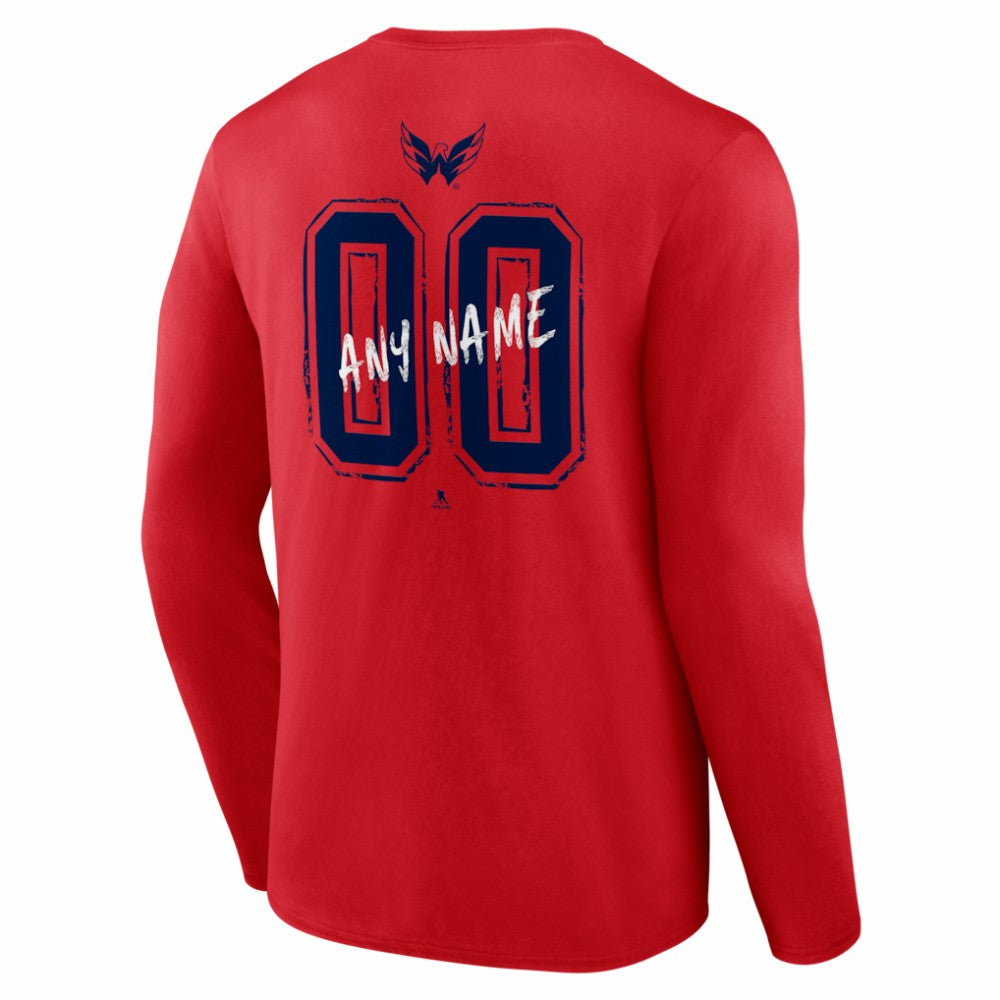 Washington Capitals Hustle Personalized Name & Number Long Sleeve T-Shirt - Red - NHL