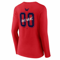 Washington Capitals Women's Hustle Personalized Name & Number Long Sleeve V-Neck T-Shirt - Red - NHL