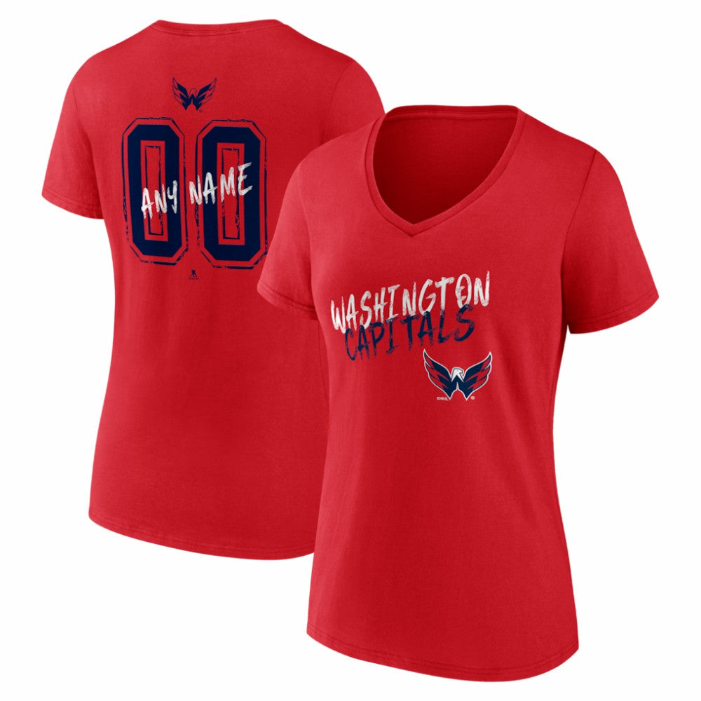 Washington Capitals Women's Hustle Personalized Name & Number V-Neck T-Shirt - Red - NHL