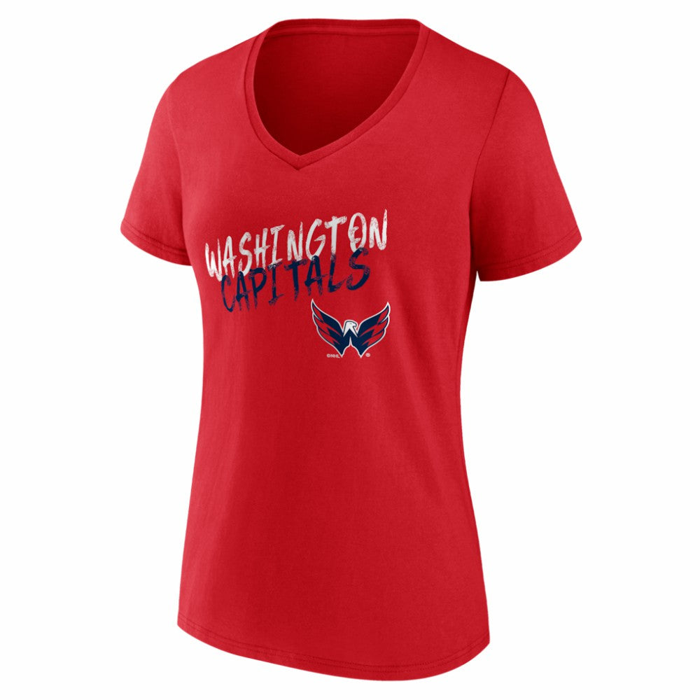 Washington Capitals Women's Hustle Personalized Name & Number V-Neck T-Shirt - Red - NHL