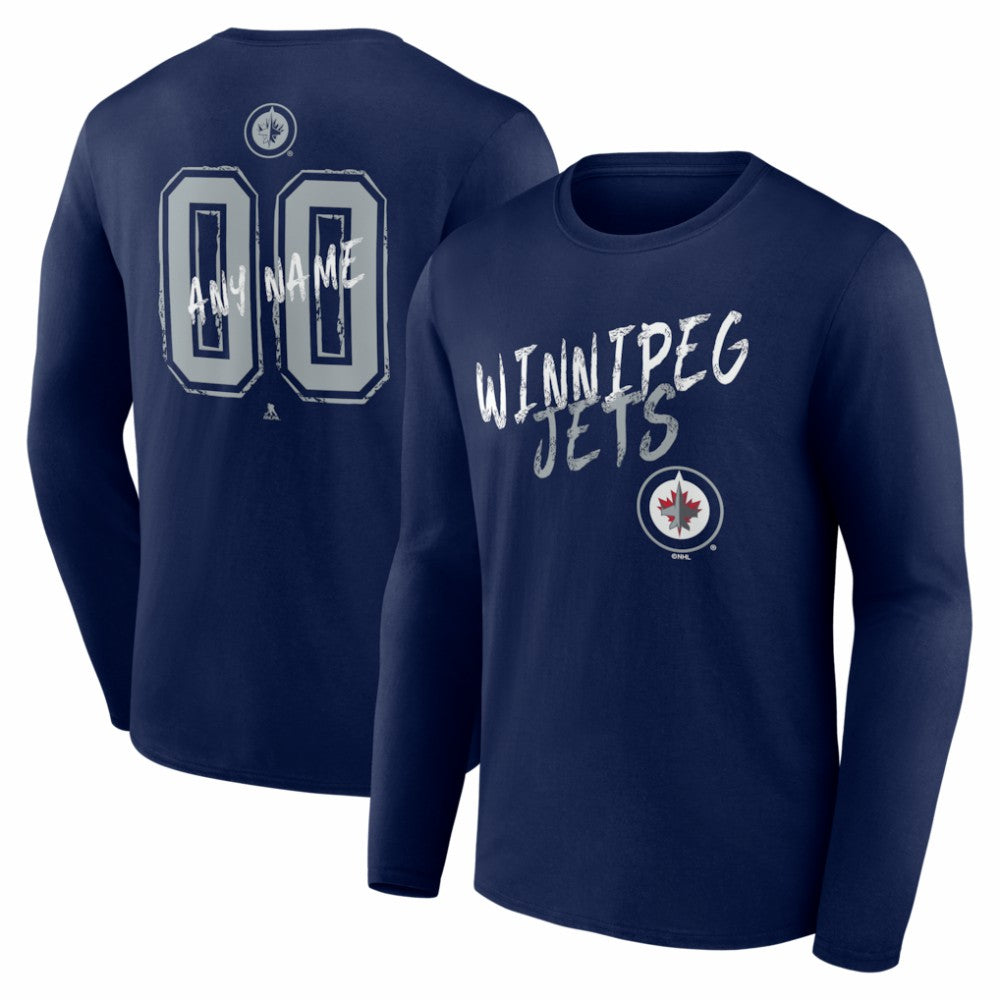 Winnipeg Jets Hustle Personalized Name & Number Long Sleeve T-Shirt - Navy - NHL