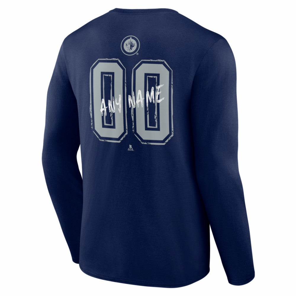 Winnipeg Jets Hustle Personalized Name & Number Long Sleeve T-Shirt - Navy - NHL