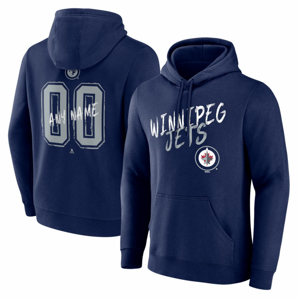 Winnipeg Jets Hustle Personalized Name & Number Hoodie - Navy - NHL