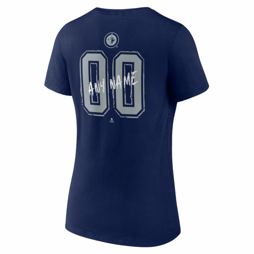 Winnipeg Jets Women's Hustle Personalized Name & Number V-Neck T-Shirt - Navy - NHL