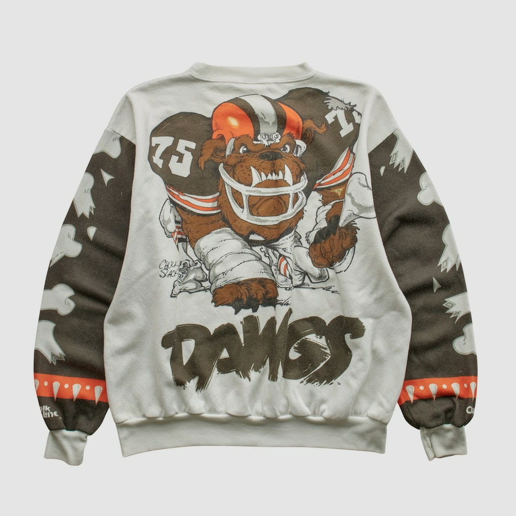 Cleveland Browns Chalk Line 90s Pullover Sweatshirt White Vintage | Fanatics
