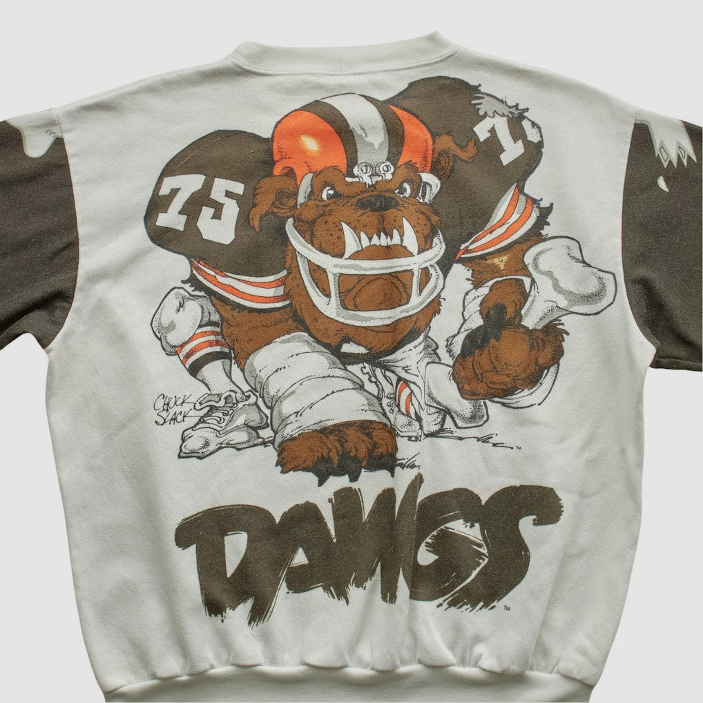 Cleveland Browns Chalk Line 90s Pullover Sweatshirt White Vintage | Fanatics
