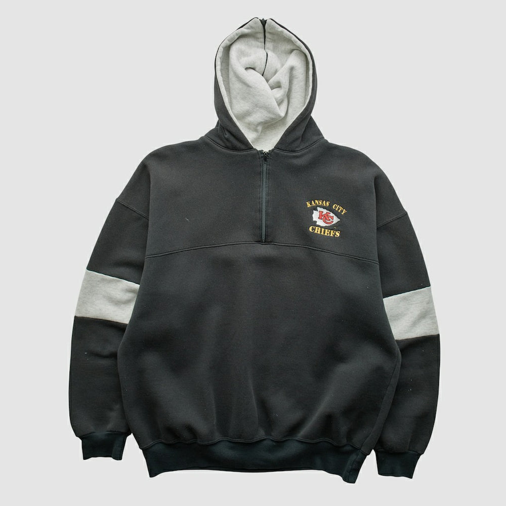 Kansas City Chiefs Dodger 90s Hooded 1/4 Zip Sweatshirt Black Vintage | Fanatics