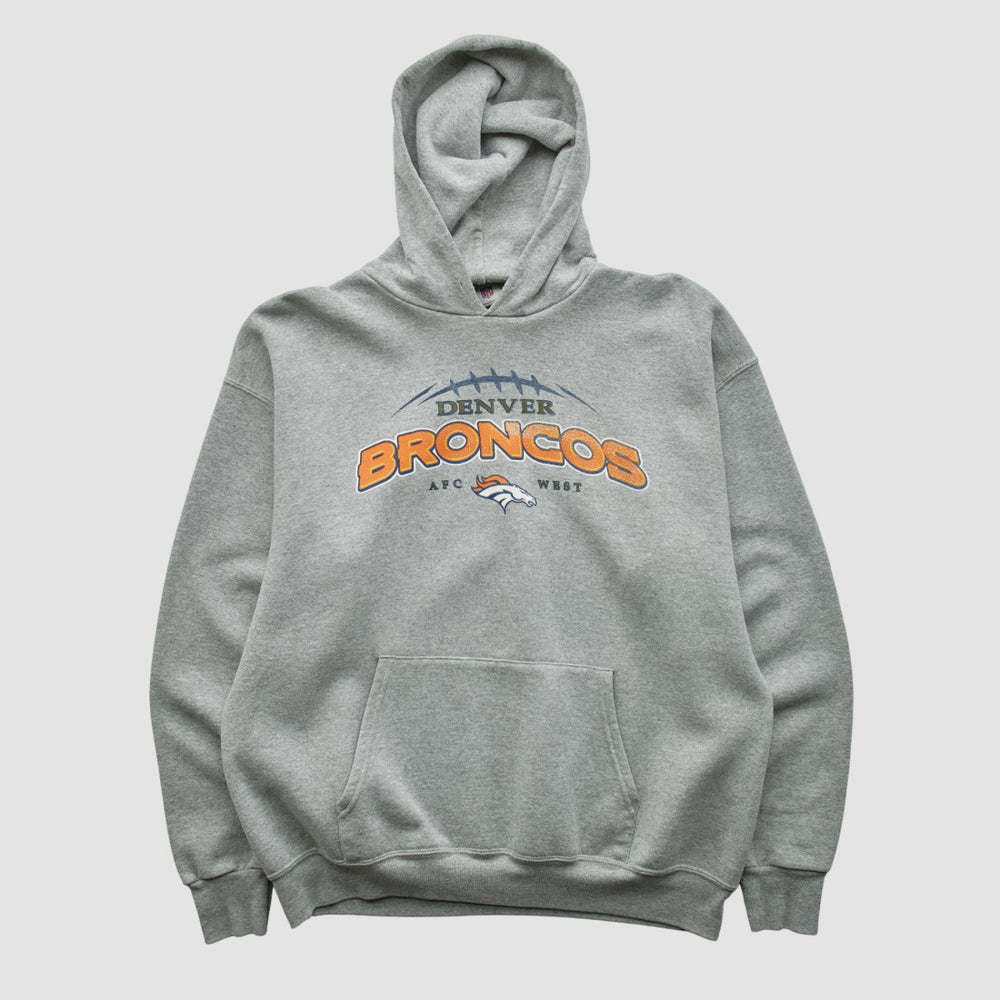 Denver Broncos NFL 2000s Hooded Pullover Sweatshirt Heather Gray Vintage | Fanatics