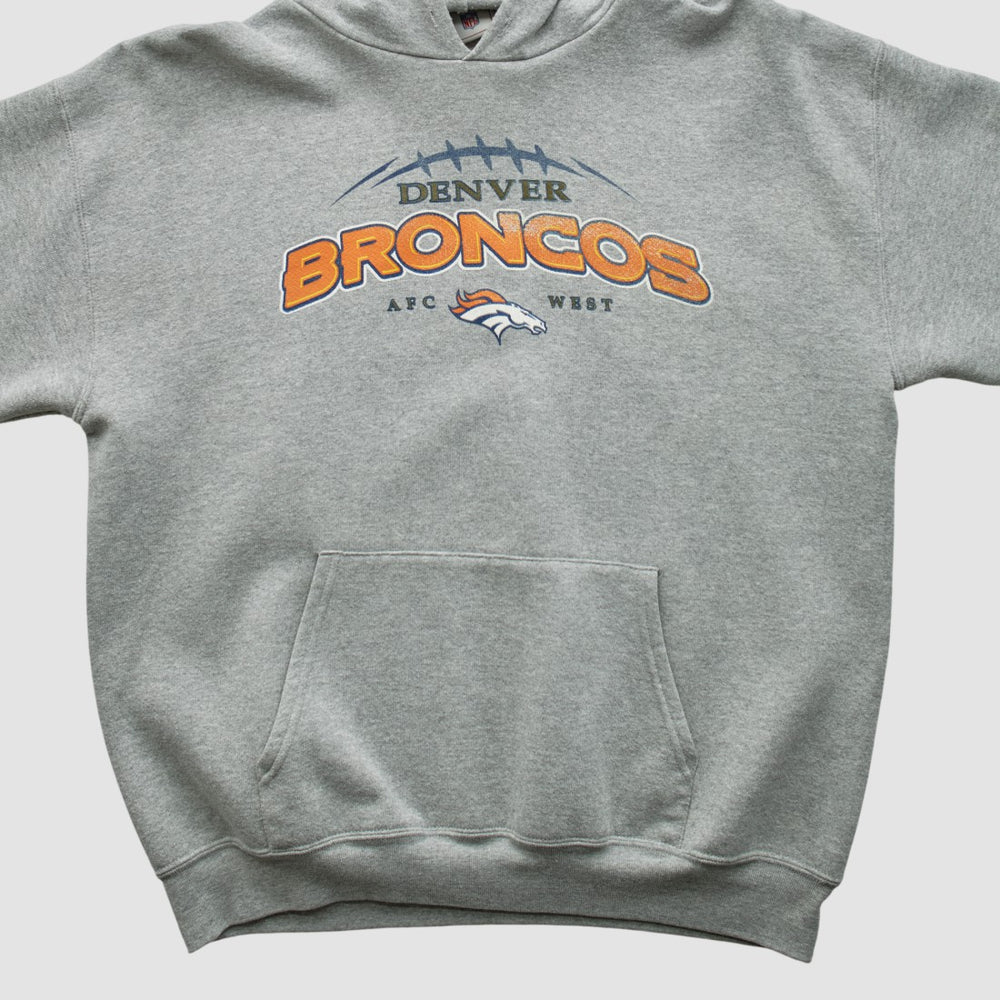Denver Broncos NFL 2000s Hooded Pullover Sweatshirt Heather Gray Vintage | Fanatics