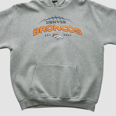Denver Broncos NFL 2000s Hooded Pullover Sweatshirt Heather Gray Vintage | Fanatics