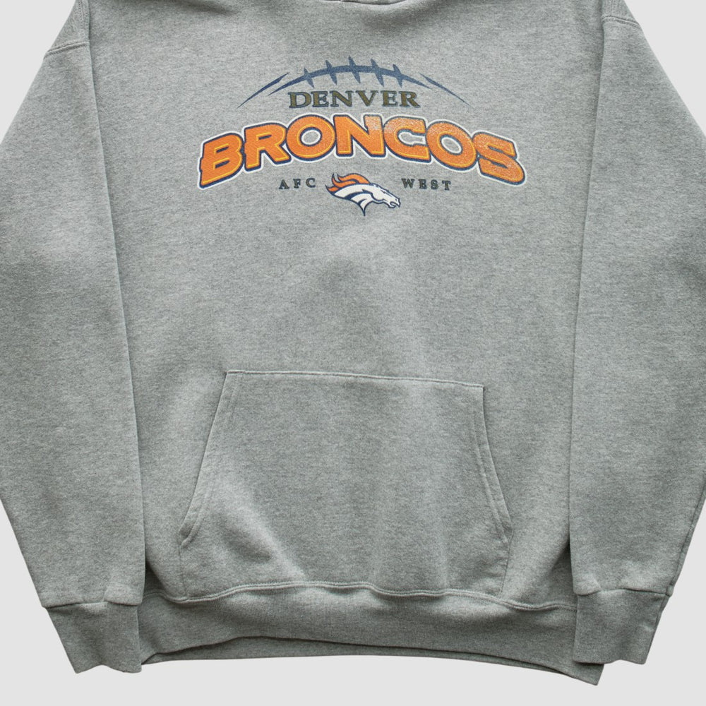 Denver Broncos NFL 2000s Hooded Pullover Sweatshirt Heather Gray Vintage | Fanatics