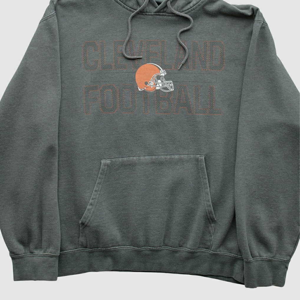 Cleveland Browns Majestic 2010s Hooded Pullover Sweatshirt Gray Vintage | Fanatics