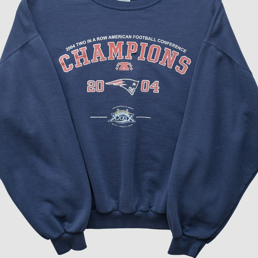 New England Patriots Jerzees 2004 Pullover Sweatshirt Navy Vintage | Fanatics