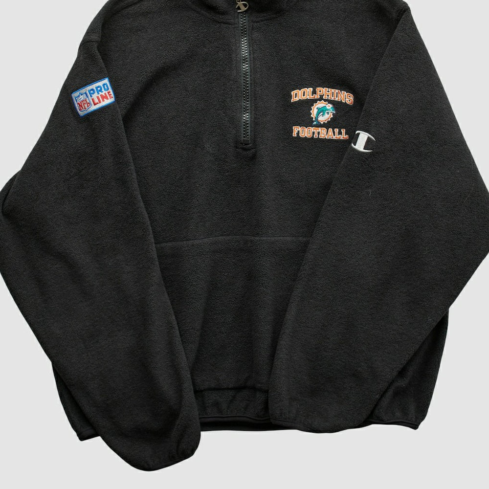 Miami Dolphins Champion 2000s 1/4 Zip Sweatshirt Black Vintage | Fanatics