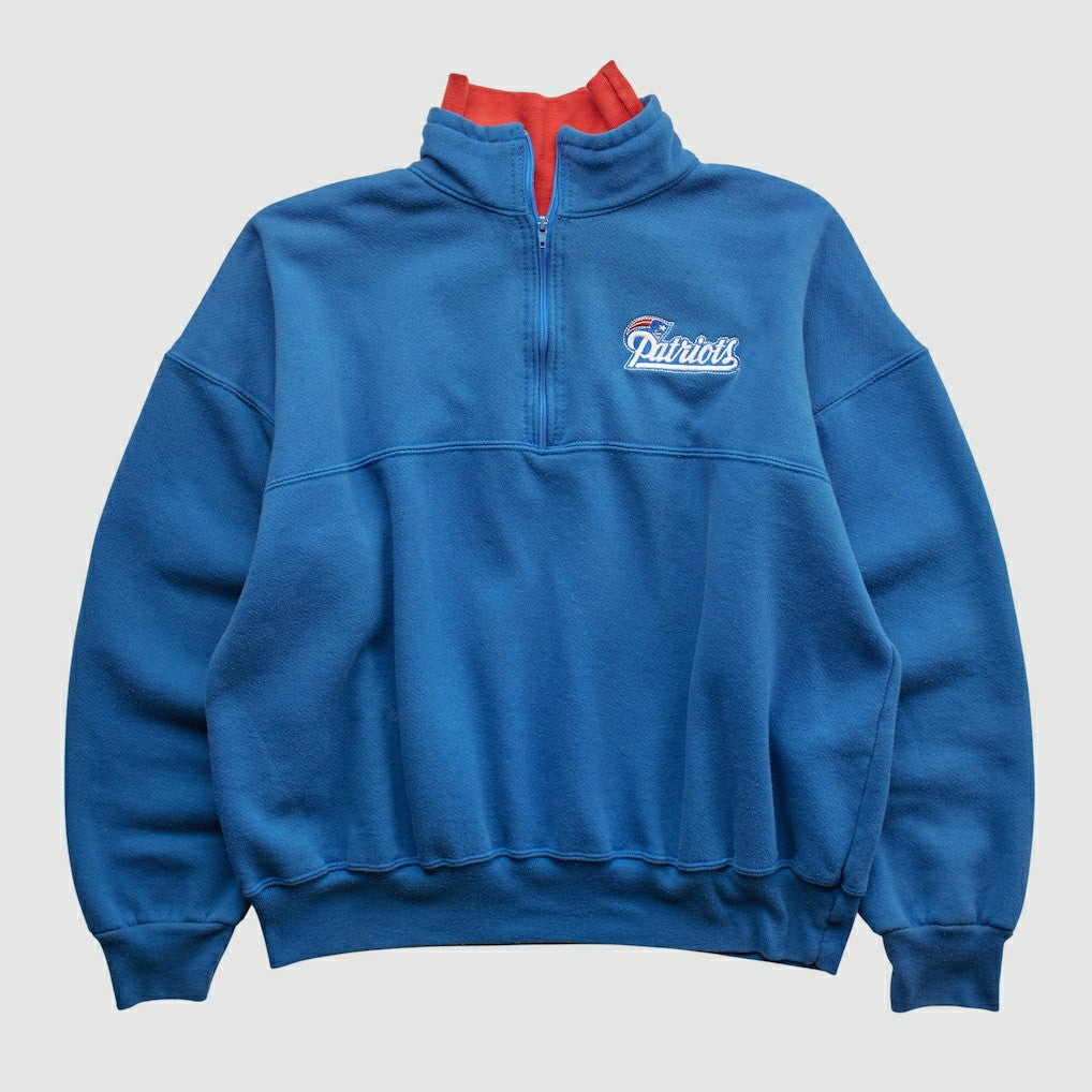 New England Patriots Dodger 90s 1/4 Zip Sweatshirt Blue Vintage | Fanatics