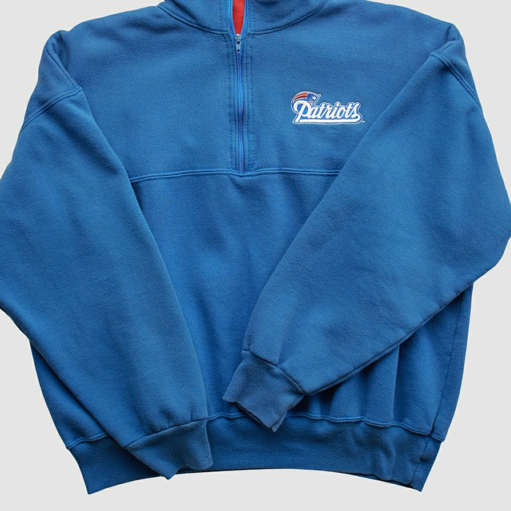 New England Patriots Dodger 90s 1/4 Zip Sweatshirt Blue Vintage | Fanatics