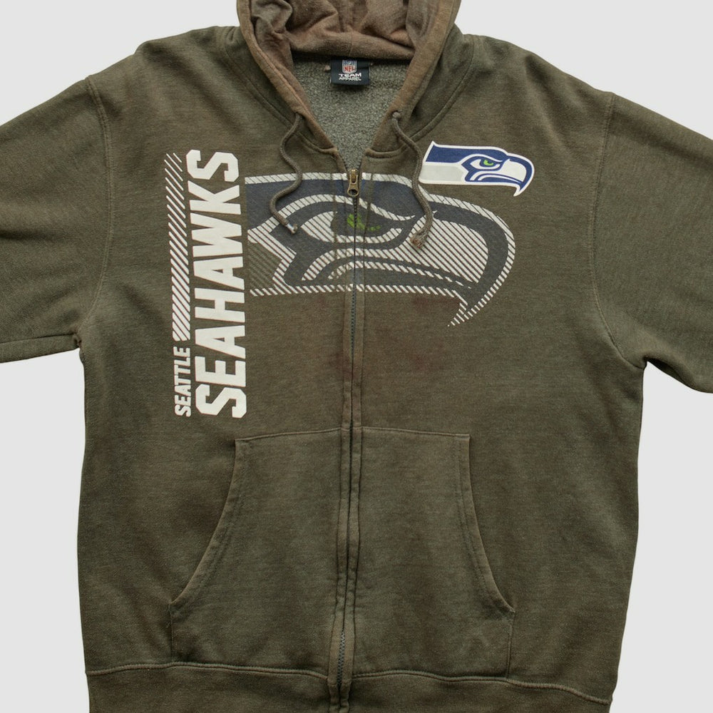 Seattle Seahawks NFL 2010s Hooded Full Zip Sweatshirt Olive Vintage | Fanatics