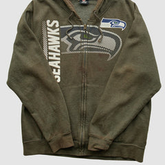 Seattle Seahawks NFL 2010s Hooded Full Zip Sweatshirt Olive Vintage | Fanatics