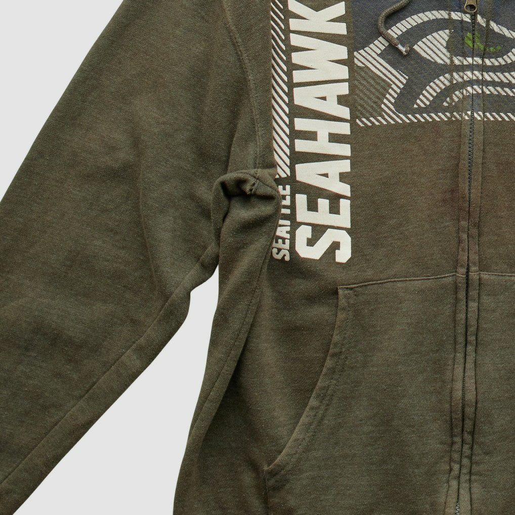 Seattle Seahawks NFL 2010s Hooded Full Zip Sweatshirt Olive Vintage | Fanatics