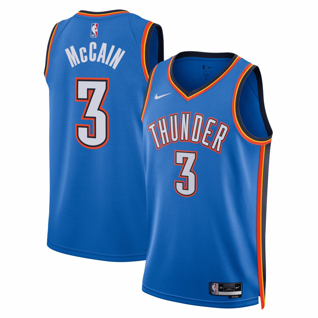 Jared McCain Oklahoma City Thunder Unisex Swingman Jersey Icon Edition Blue - NBA