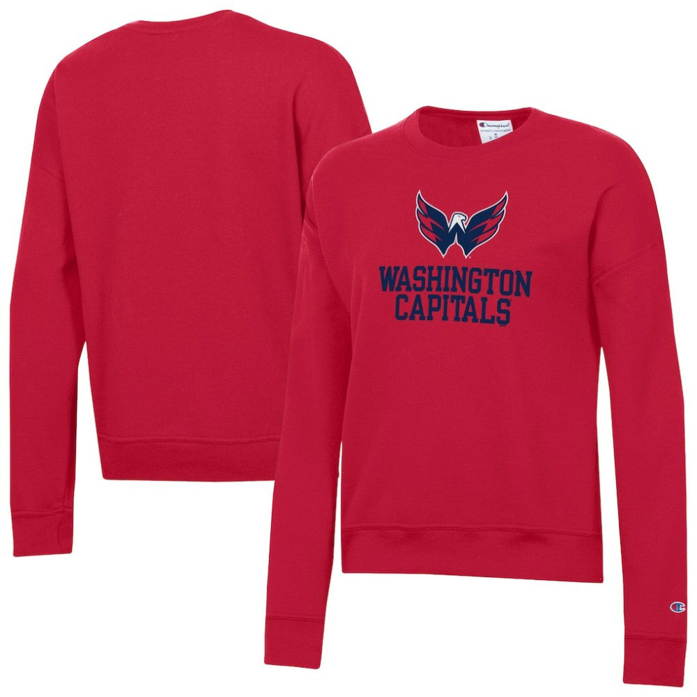 Washington Capitals Champion Women's Wordmark Lockup Powerblend Sweatshirt - Red - NHL