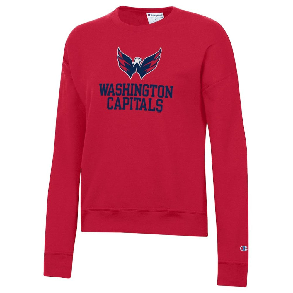 Washington Capitals Champion Women's Wordmark Lockup Powerblend Sweatshirt - Red - NHL