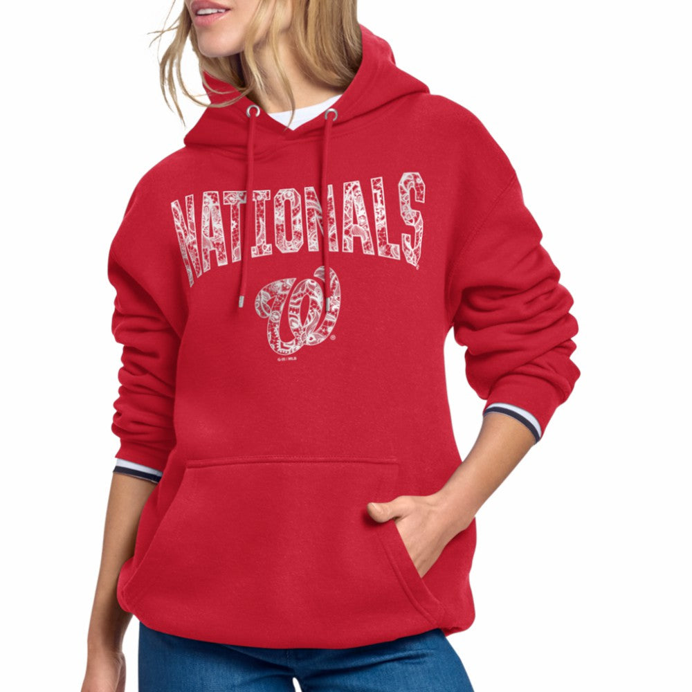 Washington Nationals Starter Women's Lace Team Lockup Fleece Hoodie - MLB