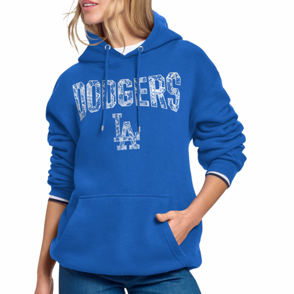 Los Angeles Dodgers Starter Women's Lace Team Lockup Fleece Hoodie - MLB