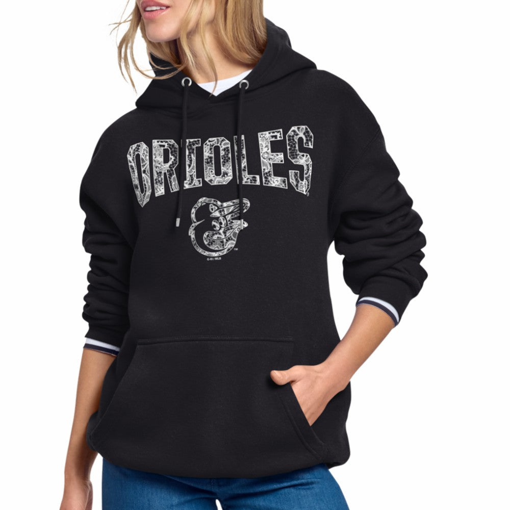 Baltimore Orioles Starter Women's Lace Team Lockup Fleece Hoodie - MLB