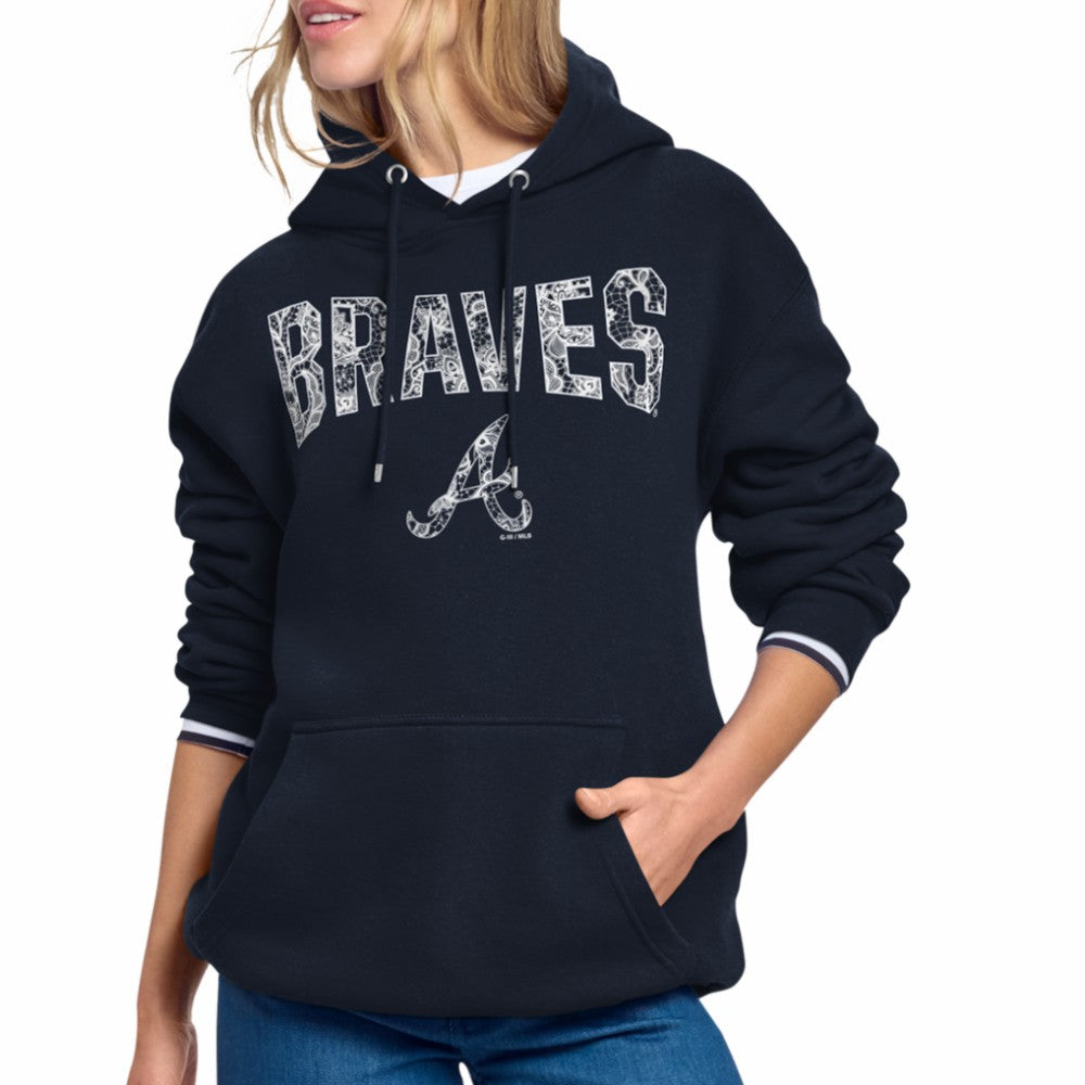 Atlanta Braves Starter Women's Lace Team Lockup Fleece Hoodie - MLB