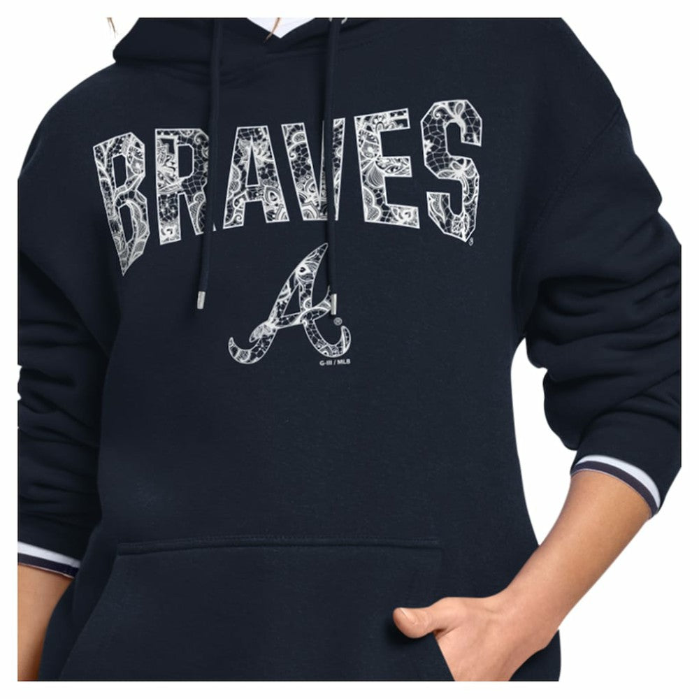 Atlanta Braves Starter Women's Lace Team Lockup Fleece Hoodie - MLB