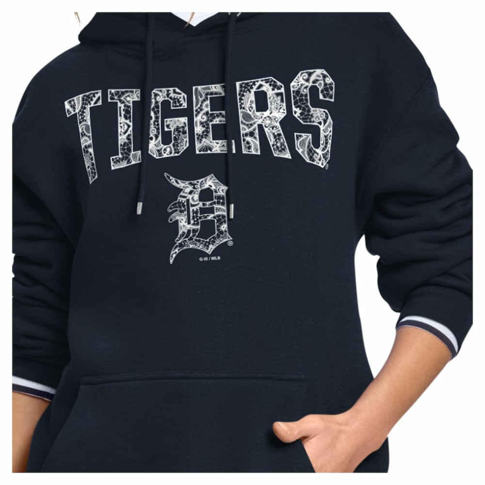 Detroit Tigers Starter Women's Lace Team Lockup Fleece Hoodie - MLB