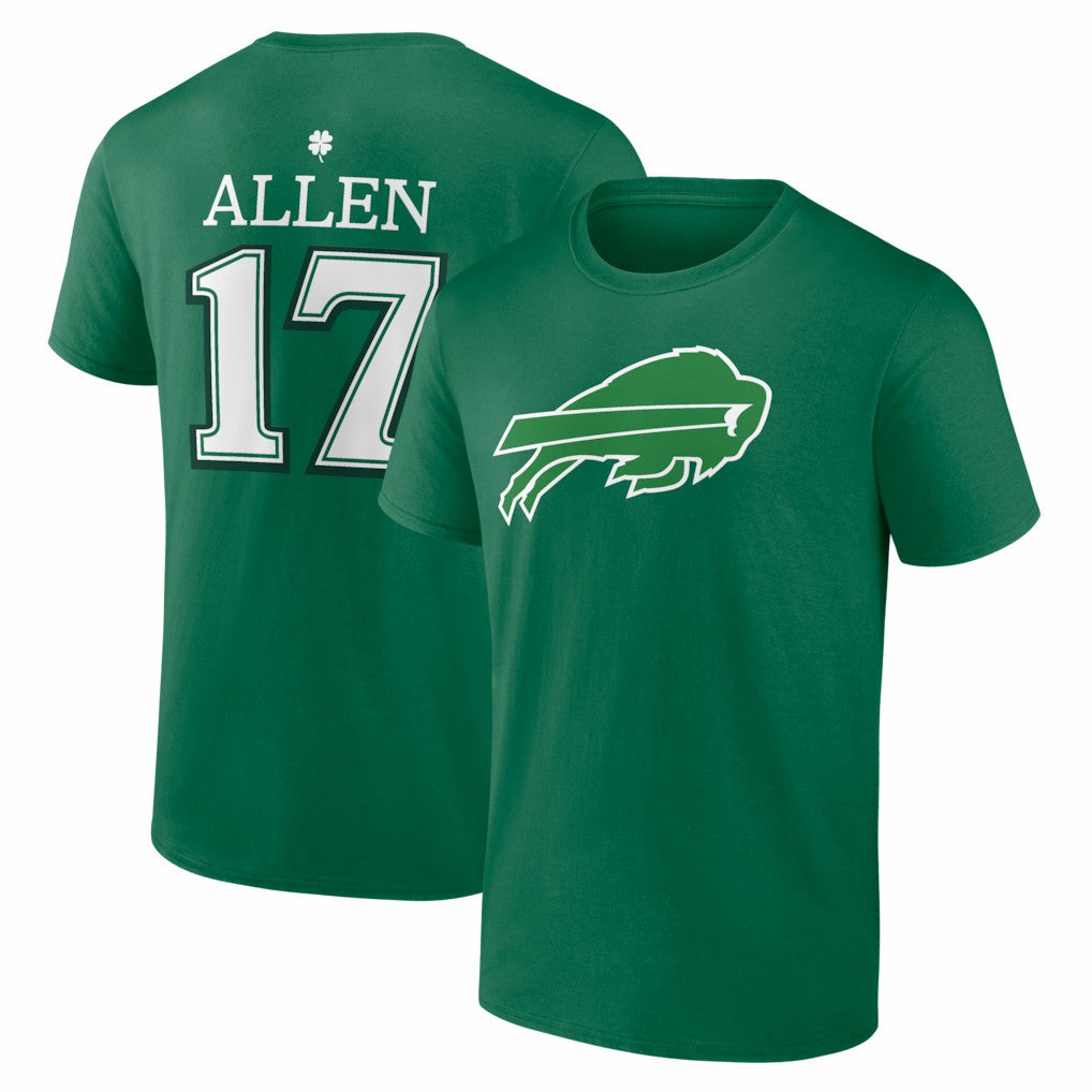 Josh Allen Buffalo Bills St. Patrick's Day Icon Name & Number T-Shirt Green | NFL