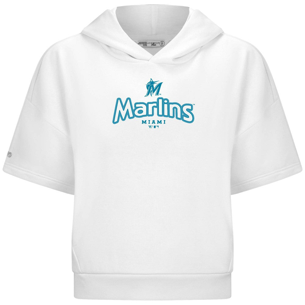 Miami Marlins Levelwear Women's Amber Short Sleeve Cornerstone Hoodie - MLB