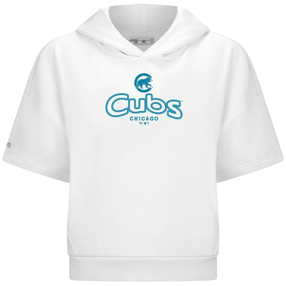 Chicago Cubs Levelwear Women's Amber Short Sleeve Cornerstone Hoodie - MLB
