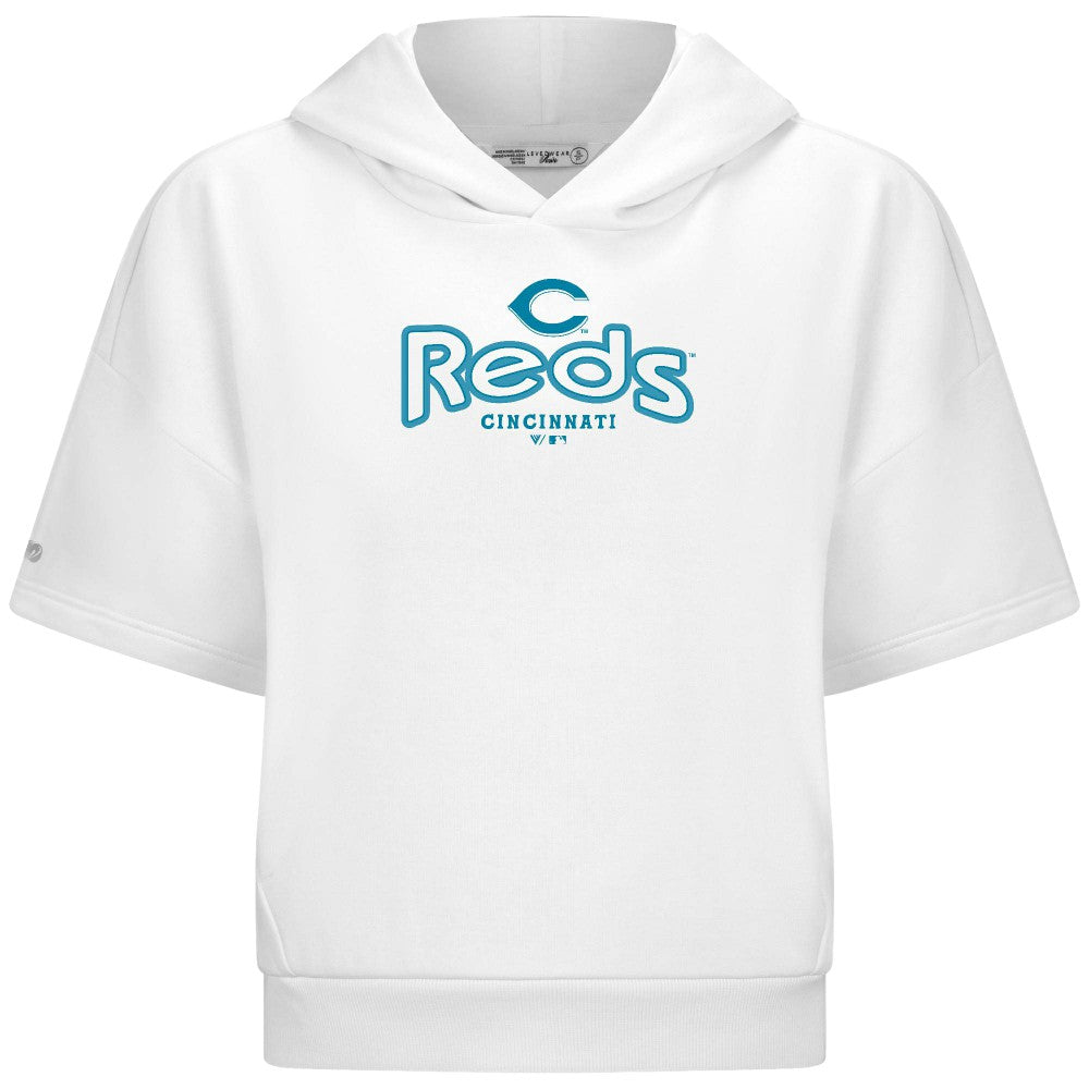 Cincinnati Reds Levelwear Women's Amber Short Sleeve Cornerstone Hoodie - MLB