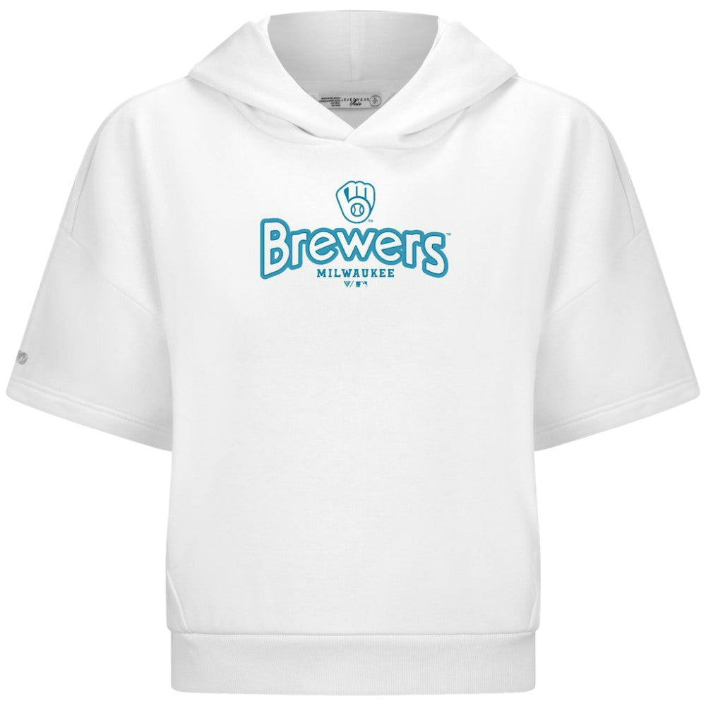Milwaukee Brewers Levelwear Women's Amber Short Sleeve Cornerstone Hoodie - MLB