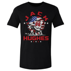 Jack Hughes US Men's Hockey 500 Level Flag T-Shirt - Black - NHL