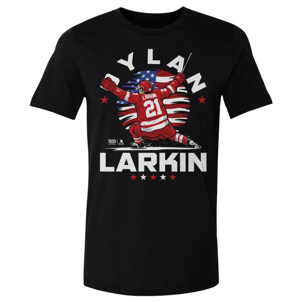 Dylan Larkin US Men's Hockey 500 Level Flag T-Shirt - Black - NHL