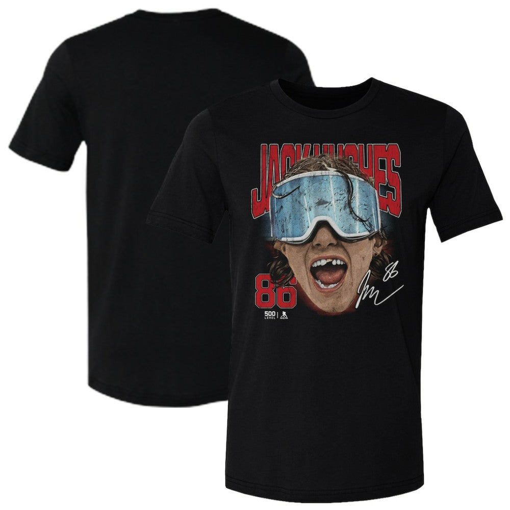 Jack Hughes US Men's Hockey 500 Level Goggles T-Shirt - Black - NHL