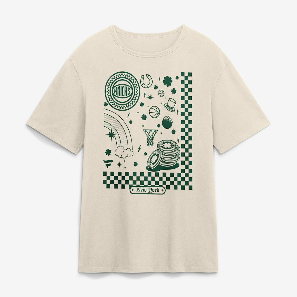 New York Knicks St. Patrick's Day Charms T-Shirt Cream - NBA