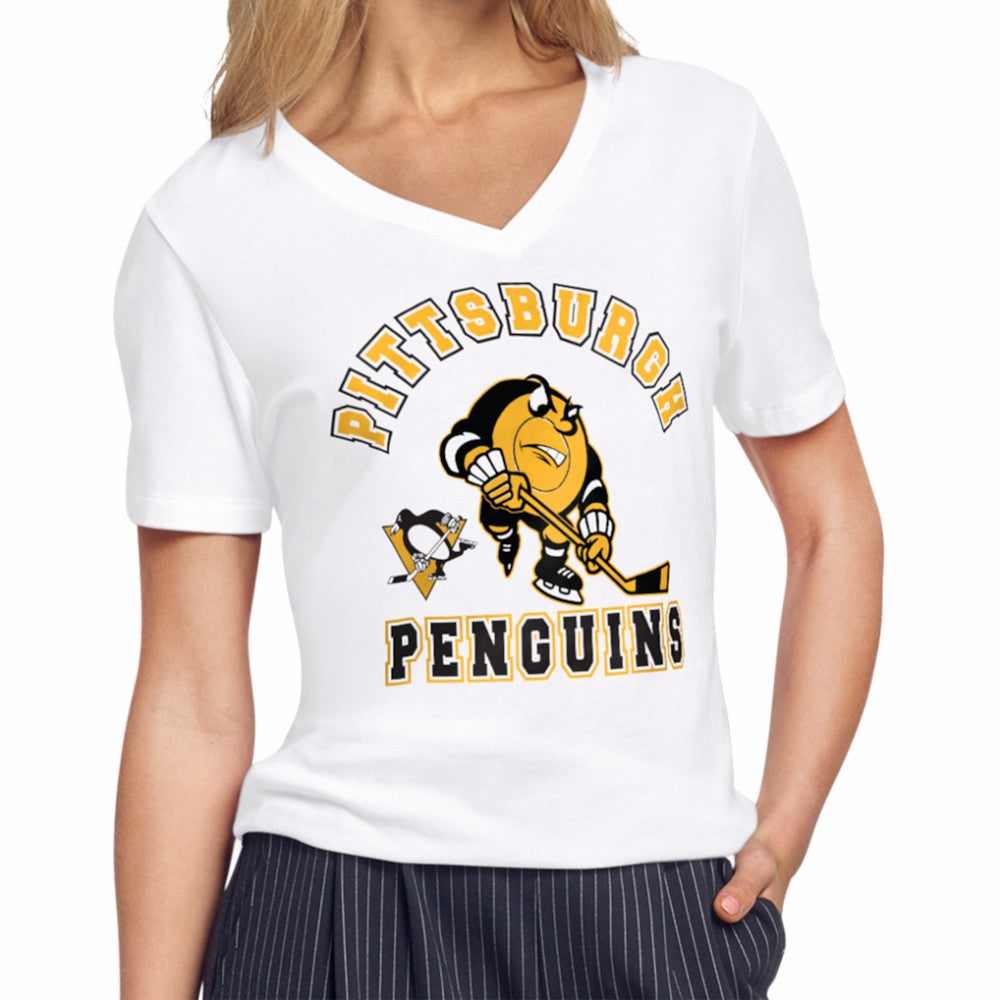 Pittsburgh Penguins Starter Women's Tough Puck T-Shirt - White - NHL