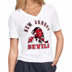 New Jersey Devils Starter Women's Tough Puck T-Shirt - White - NHL